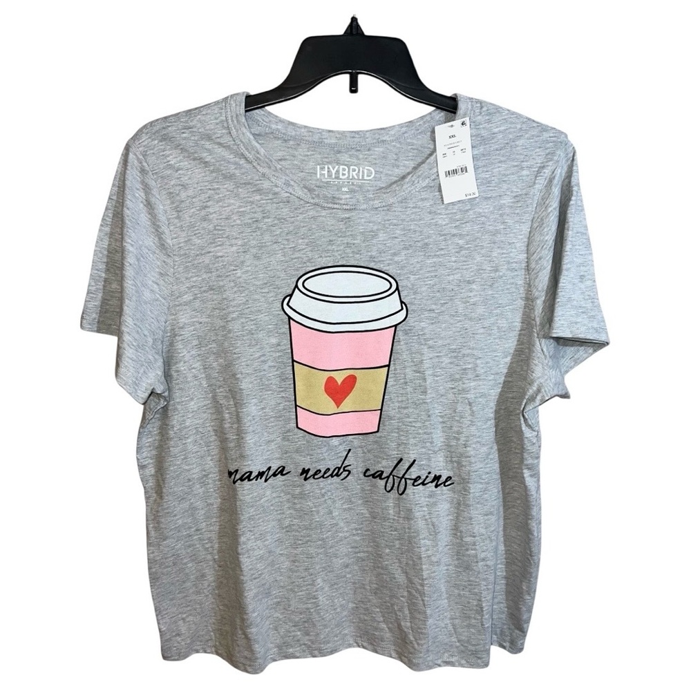 Hybrid Apparel Shirt Women’s Size XXL Mama Needs Caffeine Graphic Short Sleeve